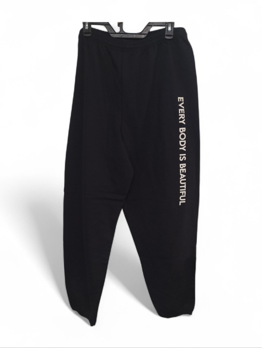NWOT Men's Black Sweatpants Joggers with Positivity Message Unisex - Picture 4 of 5